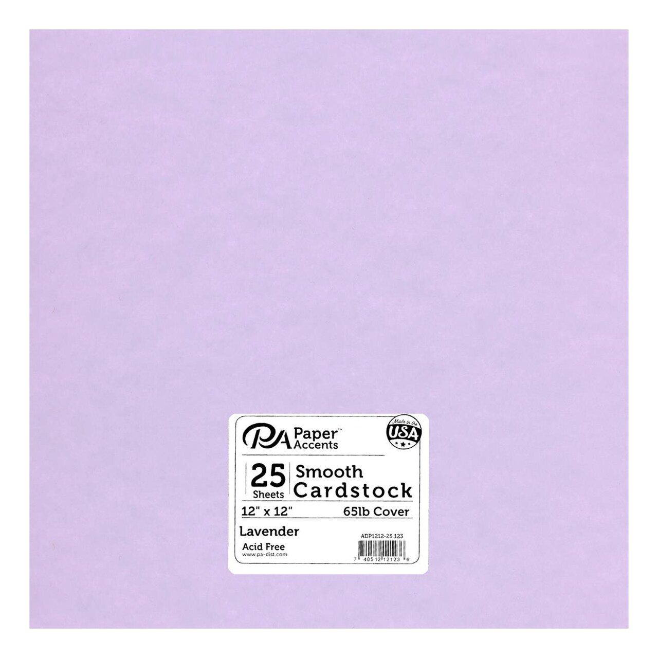 PA Paper Accents Cardstock Pack 12" x 12" Lavender, Smooth, 65lb colored cardstock paper for card making, scrapbooking, printing, quilling and crafts, 25 pieces